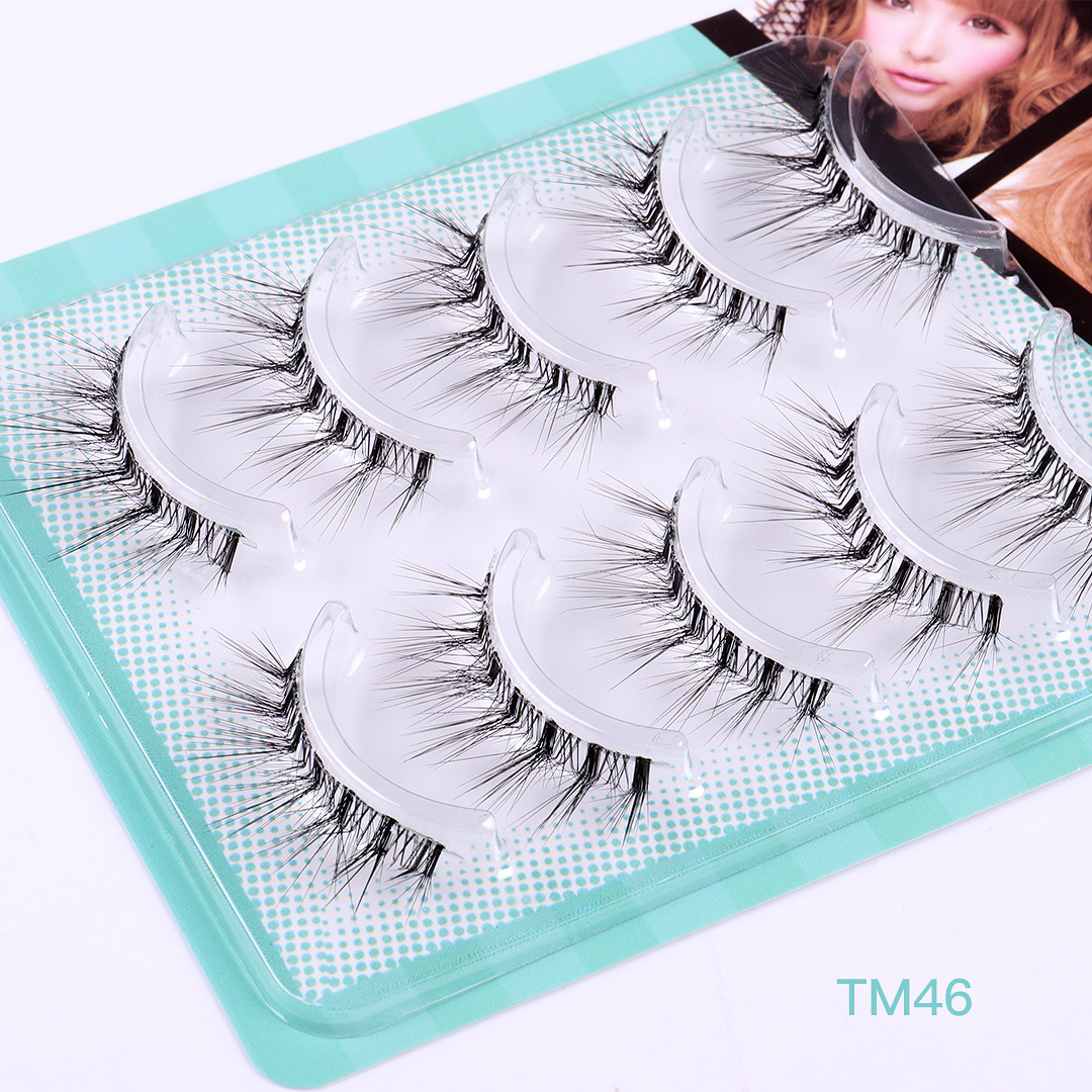 FX-S245 New Fashion Natural 5 Pairs L Curl Invisible Band Crisscross Eyelashes With Tray Asian Products Barbie Manga Lashes