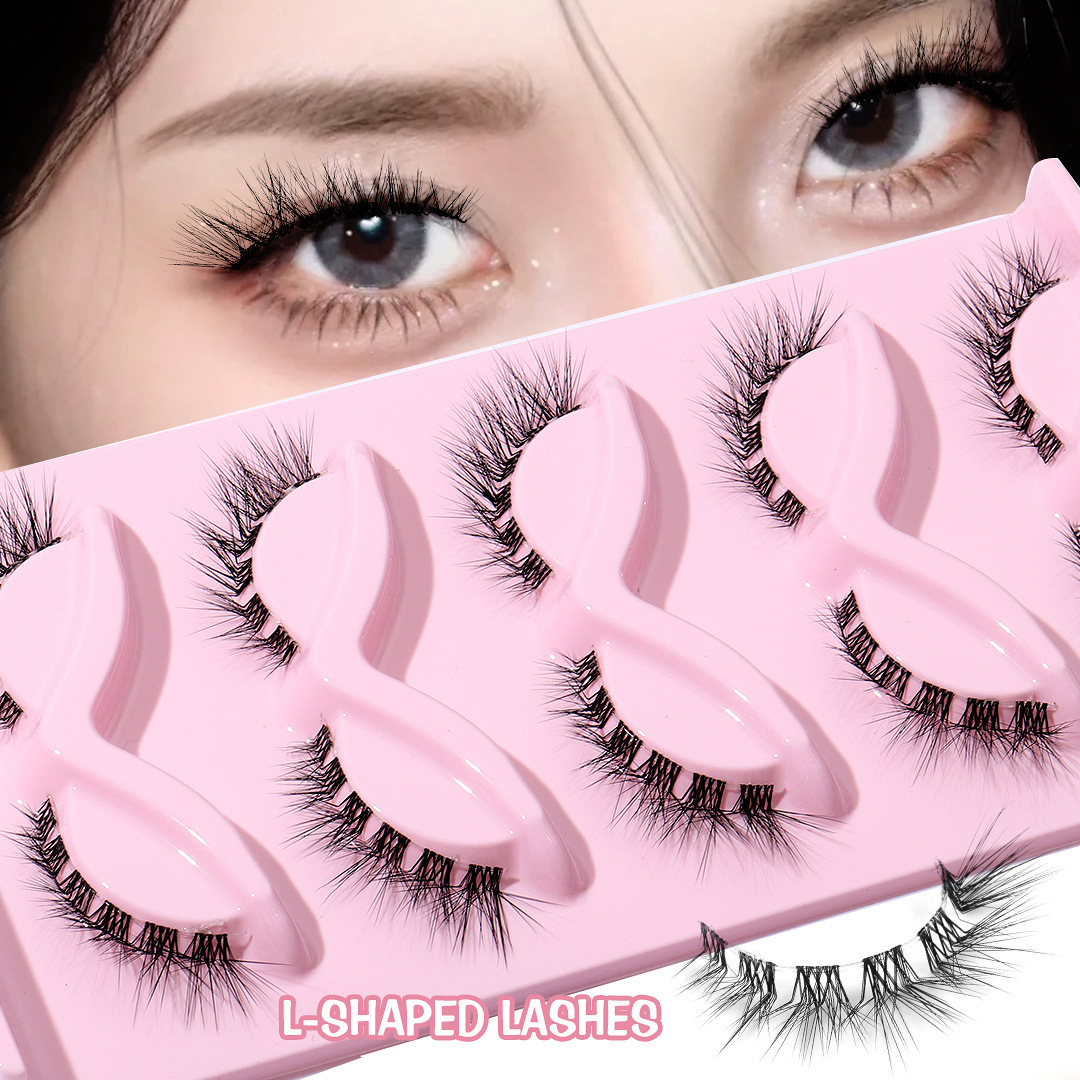 FX-S244 The Best Sellers 5 Pairs L Curl Invisible Band Eyelash Strips Faux Mink Bulk For Wholesale Anime Fox Eye Eyelashes