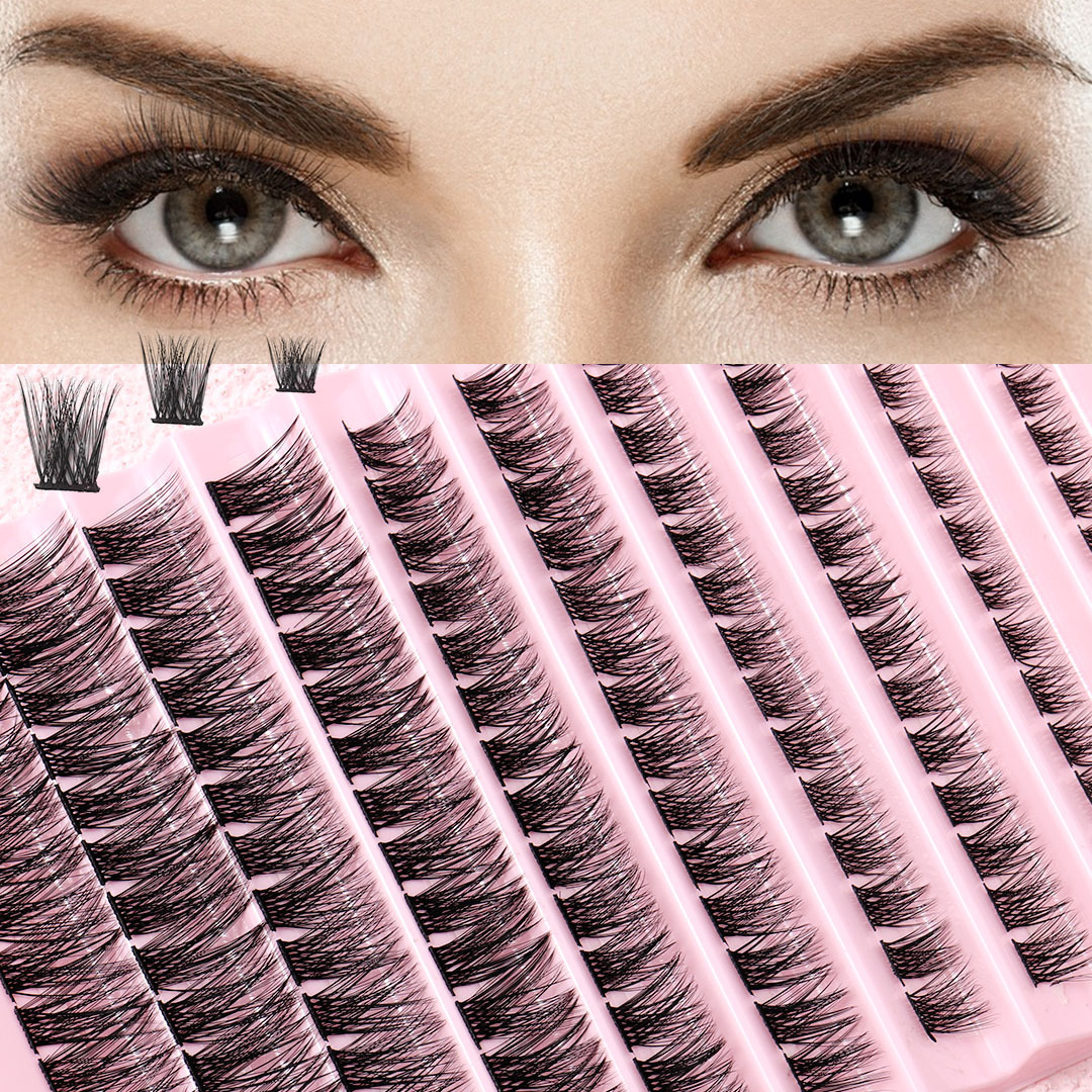 FX-J57 DIY Volume Lash Extensions Wispy Style Natural False Eyelashes Wholesale Makeup Segment & Fans Model