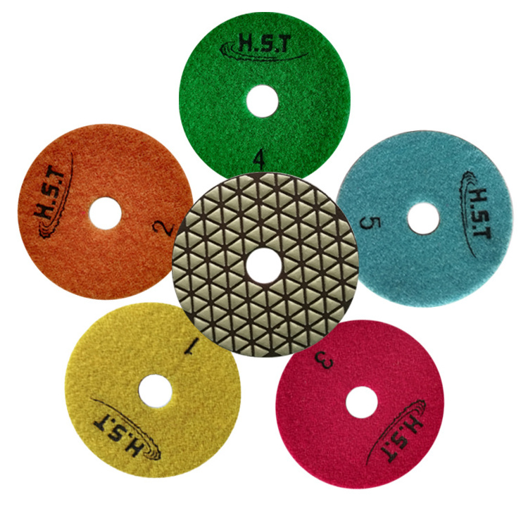 Factory Price OEM ODM 4 Inch 100mm Diamond Resin Pad Flexible Spta Floor Quartz Granite Glass Dry Foam Triangle Polishing pad