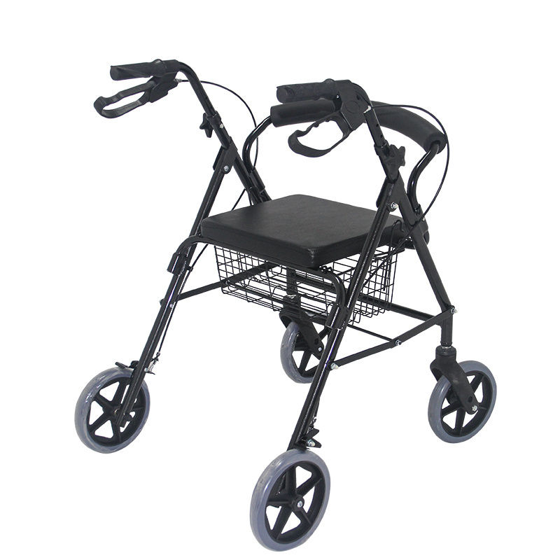 Adult walking aids 4 wheels folding walker rollator with seat health care supplies rollator walker