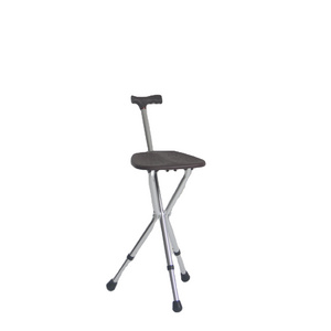 Elderly with adjustable cane with chair seat folding lightweight folding stick aluminum walking crutch chair