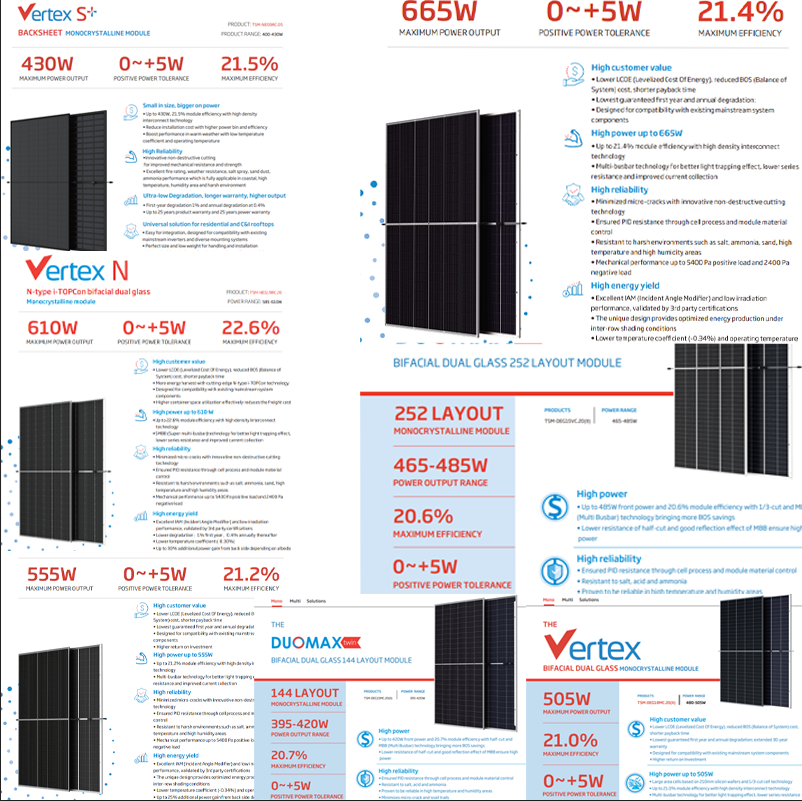 Trina Solar Black Bificial Photovoltaic Module Tsm-neg9rc.27 415w 425w 420w 425w 430w 435w 440w 445w N-type Solar Panel