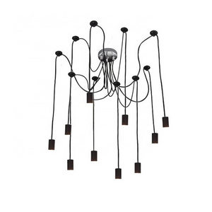 Retro style E27 edison bulb iron multi arms industrial loft black spider lighting chandelier large vintage pendant lamp