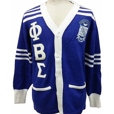 FYB custom logo embroidery college style varsity cardigan sweater knit men women zeta phi beta sorority sweater cardigan