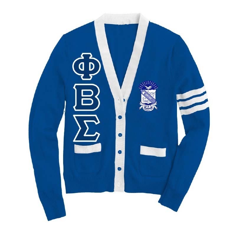 FYB custom logo embroidery college style varsity cardigan sweater knit men women zeta phi beta sorority sweater cardigan