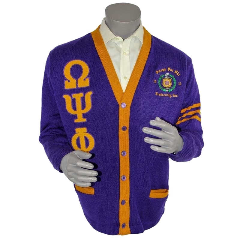 FYB custom logo embroidery college style varsity cardigan sweater knit men women zeta phi beta sorority sweater cardigan