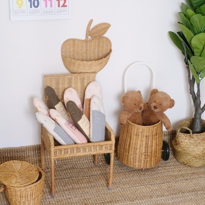 new picnic wicker baskets with wheels for kids children wire storage basket baby home rattan decoration