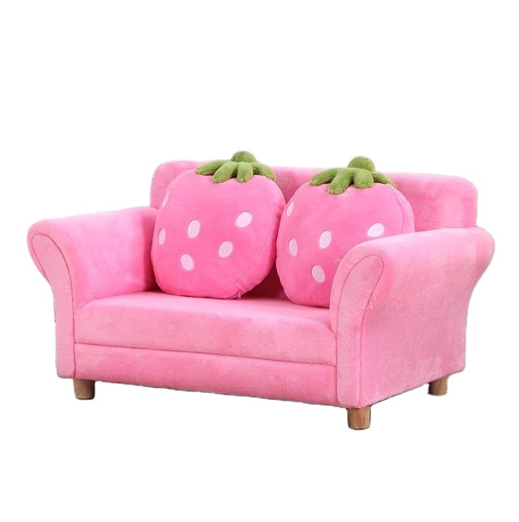 Strawberry Wooden kids sofa children living room sofa furniture creative kindergarten small chair