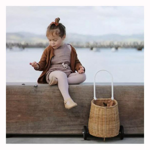 new picnic wicker baskets with wheels for kids children wire storage basket baby home rattan decoration