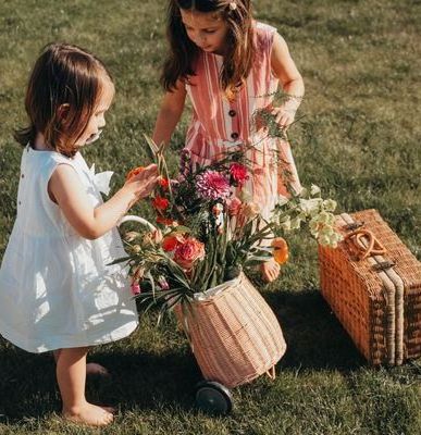 new picnic wicker baskets with wheels for kids children wire storage basket baby home rattan decoration