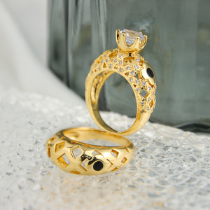 Wholesale Prices Zircon Rings Women Copper 24k Gold Plated Rings for Couple