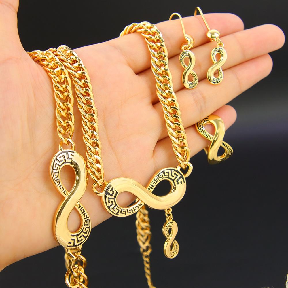 Manufacturer Brand Rings Infinity Jewelry Set Gold Plated 18k Cuban Link Jewelry for Women