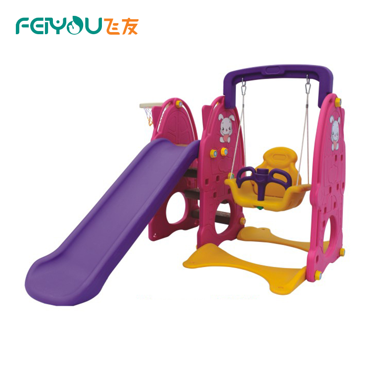 FEIYOU 2018 Hot Products Commercial Anti-Crack Plastic Baby Slides And Swings Set