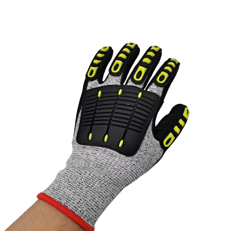 2024 New Hppe 13Gauge Knitted Anti-Impact Working Gloves With With Nitrile Sandy Palm