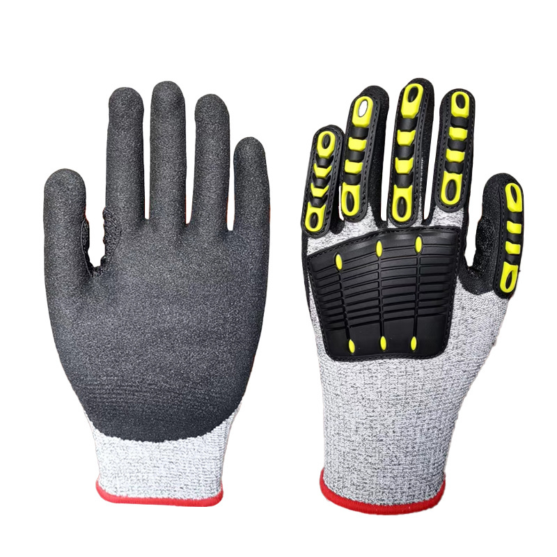 2024 New Hppe 13Gauge Knitted Anti-Impact Working Gloves With With Nitrile Sandy Palm