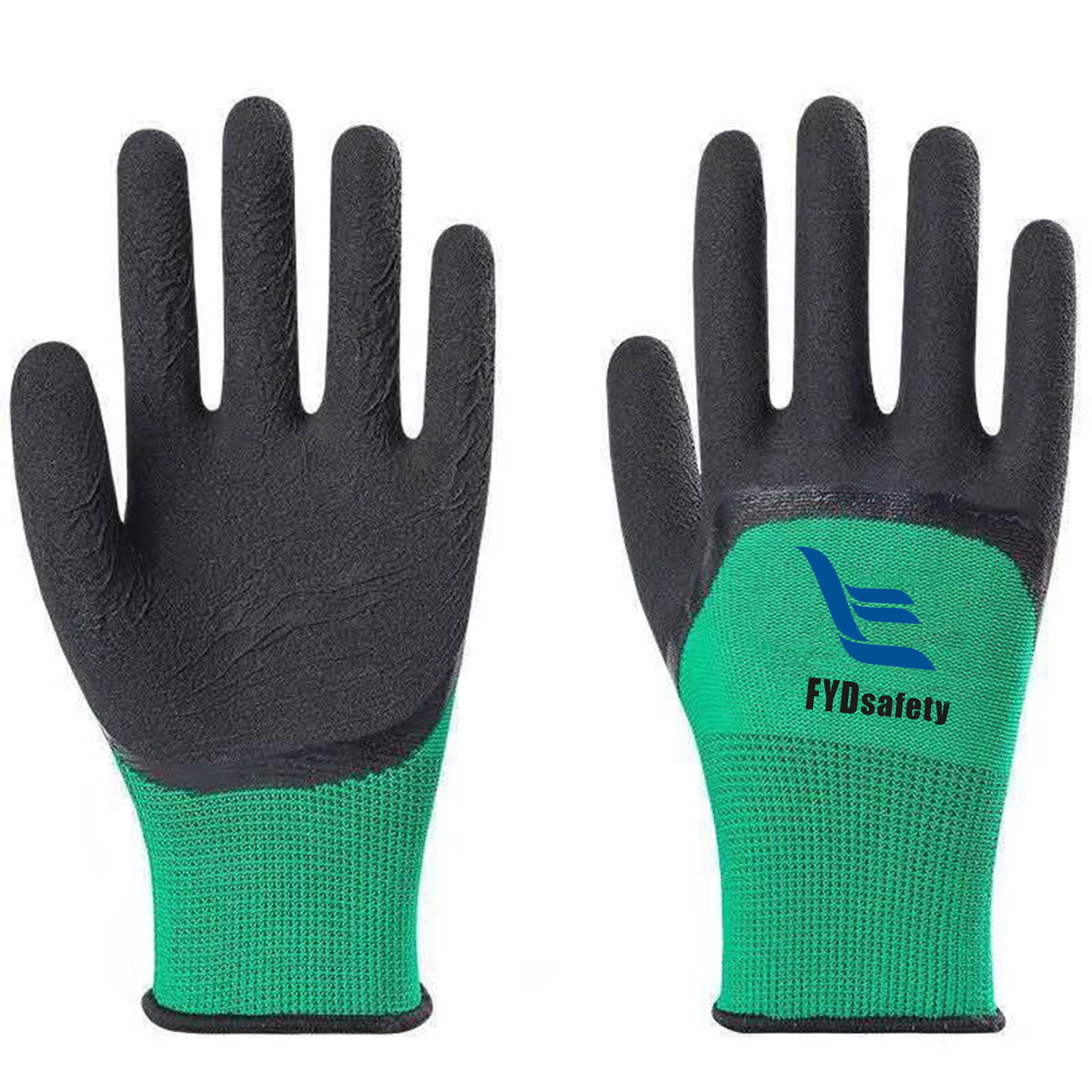 Household Long Rubber Household Work Cleaning Kitchen Building Polyester Palm Rubber Latex Coated Gloves