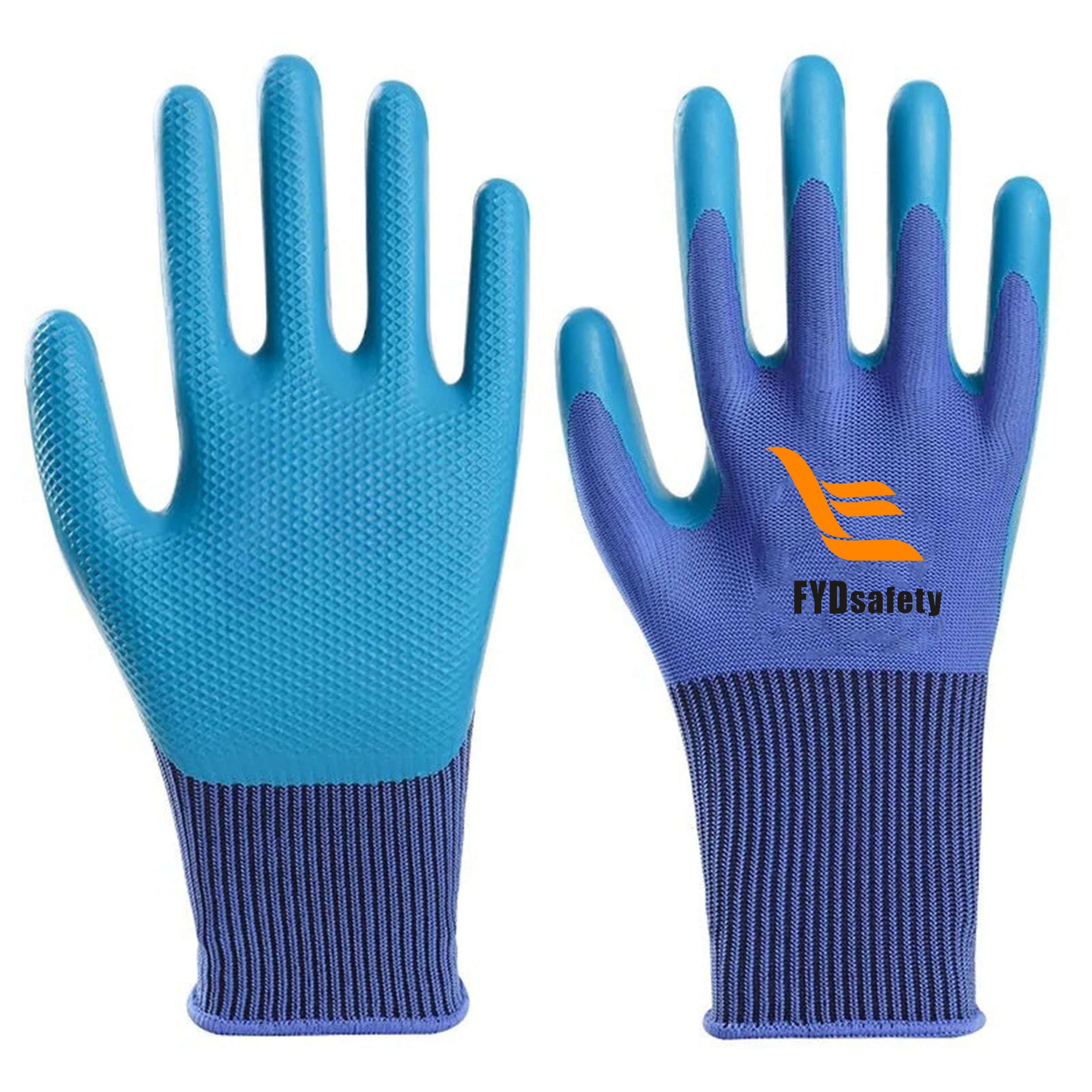 Household Long Rubber Household Work Cleaning Kitchen Building Polyester Palm Rubber Latex Coated Gloves