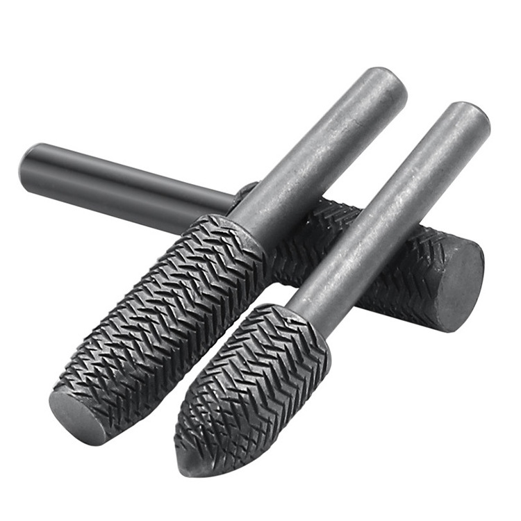 5pcs 6mm Shank Rotary Steel File Rasp Wood Drill Bits Burrs Metal Grinding Grooved Sanding Engraving Milling Polish Tool