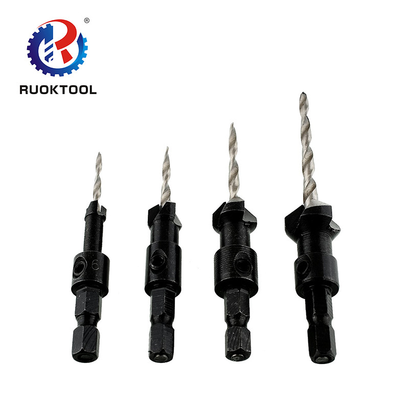 4pcs Hex Shank Tct Cone Carbide Tipped Wood Countersink Drill Bit For Wooding Screw