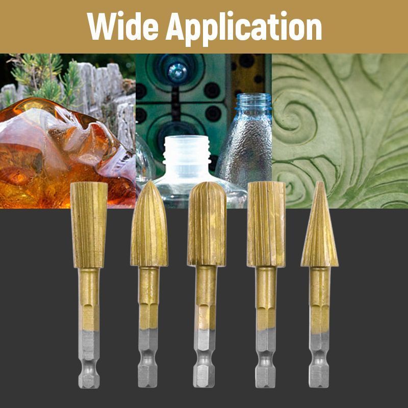 5pc 6.3mm Hexagonal Handle File Rasp Drill Bit Wood Metal Polishing Woodworking Rotary Burr Set Rotary Rasp File