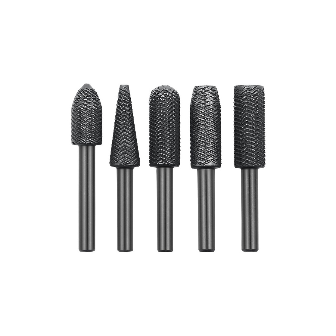 5pcs 6mm Shank Rotary Steel File Rasp Wood Drill Bits Burrs Metal Grinding Grooved Sanding Engraving Milling Polish Tool