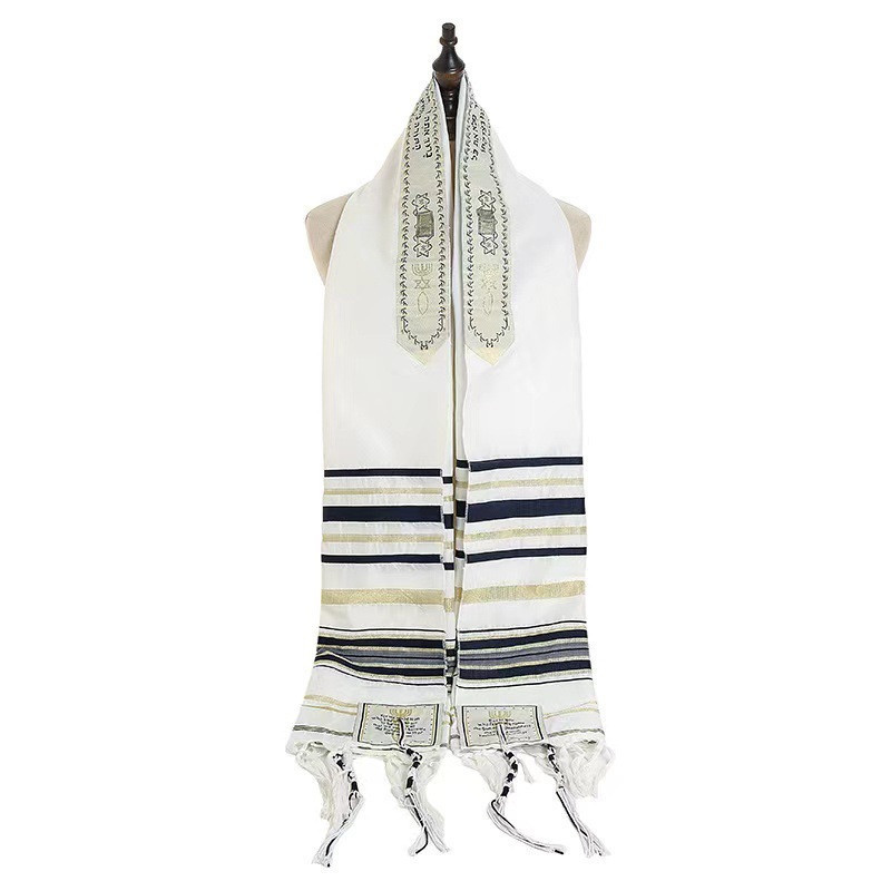 Y5912 Wholesale 54x185cm Large Polyester Arab Scarf 6 Colors Muslim Israeli Kosher Talit deJewish Tallit Israel Prayer Shawls