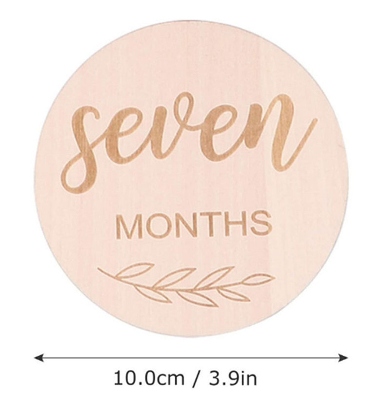 Y8003 Handcrafted Unisex Reversible Laser Engraved Baby Monthly Milestone Pearhead Wooden Circles Discs Cards