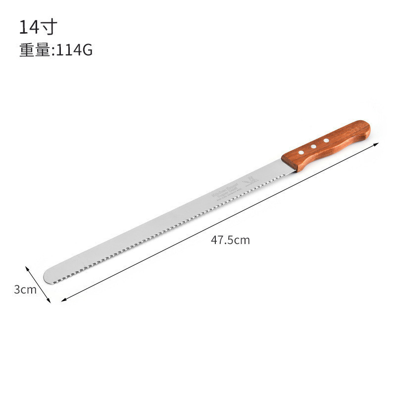 Y5964 High quality 8/10/12/14 inch Long Stainless Steel Bread Knife with Wooden Handle