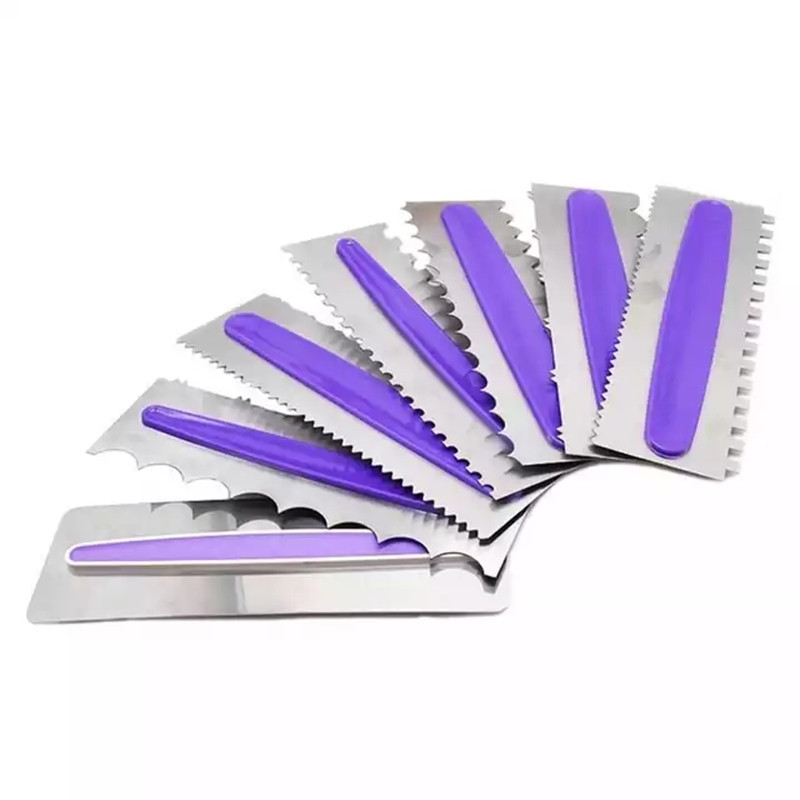 Y5956 Wholesale Stainless Steel Cake Cream Scraper Smoother Metal Cake Spatula Comb