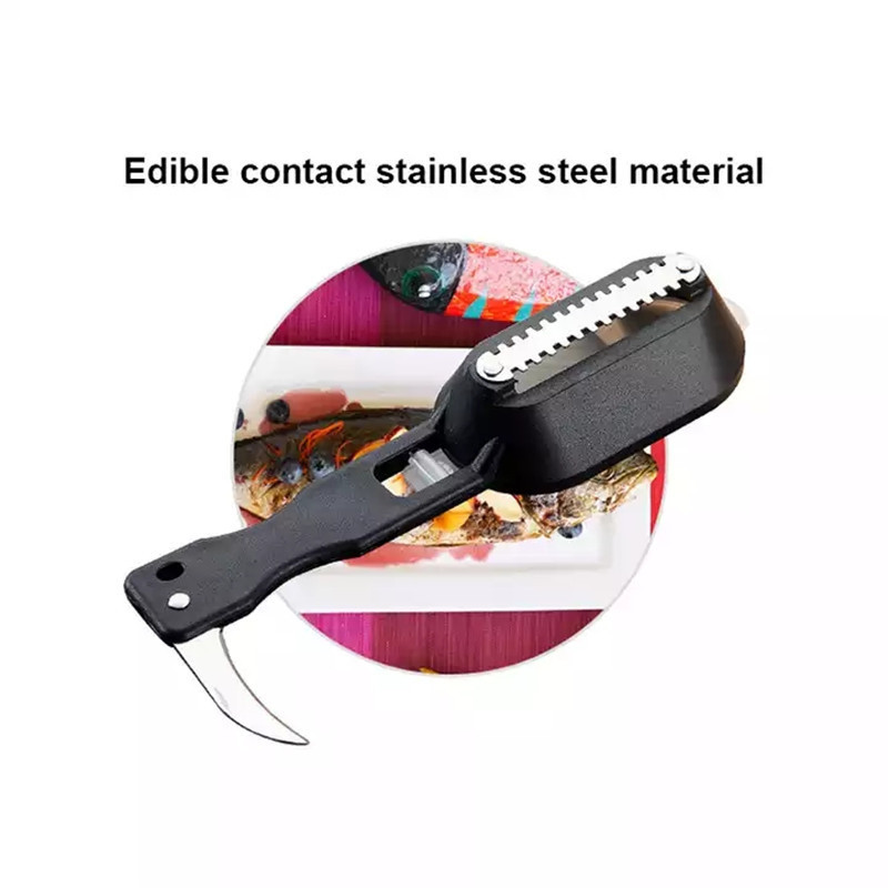 Y5661 Hot sale Stainless Steel Fishes Skin Brush Scraping Remover With Knife Scaler Graters Peeler Fish Scale Scraper