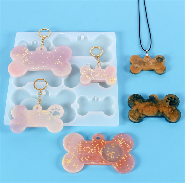 Y3289 DIY Epoxy Resin Dog Bone Shape Key Chain Mold Resin Casting Pet Identity Tag Mold