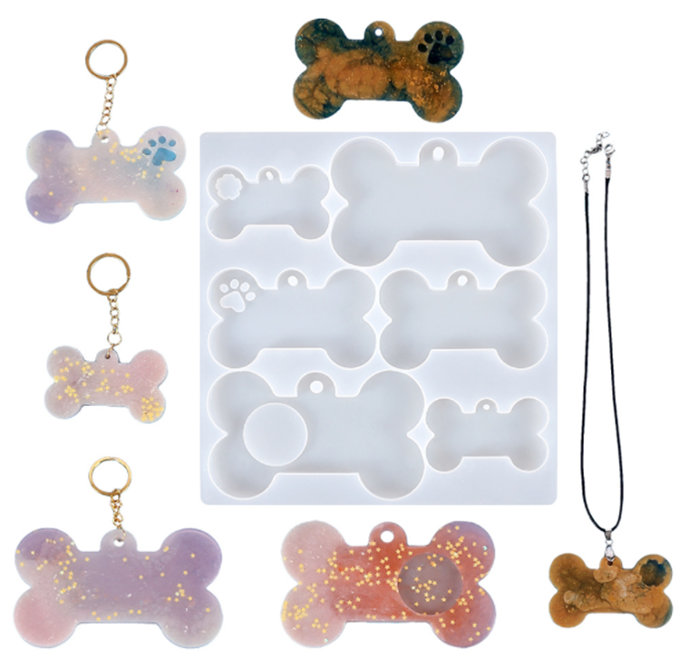 Y3289 DIY Epoxy Resin Dog Bone Shape Key Chain Mold Resin Casting Pet Identity Tag Mold