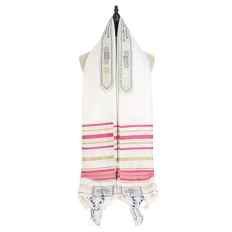 Y5912 Wholesale 54x185cm Large Polyester Arab Scarf 6 Colors Muslim Israeli Kosher Talit deJewish Tallit Israel Prayer Shawls