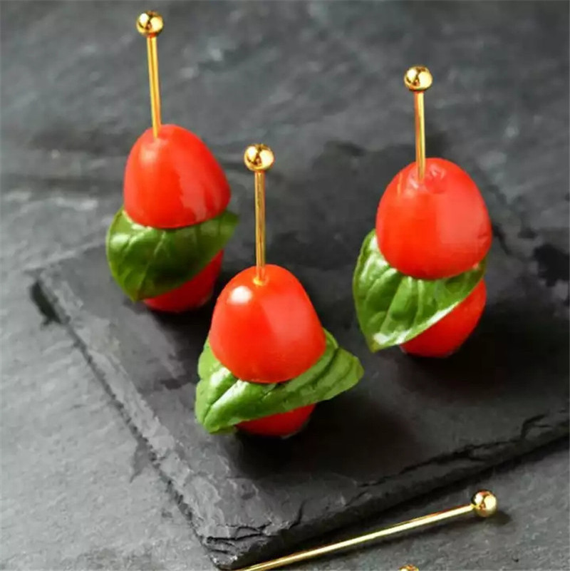 Y5690 Food grade Stainless Steel Martini Olive Skewers Sandwich Sticks Appetizer Toothpicks Fruit Stick Cocktail Pick