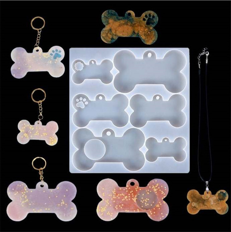 Y3289 DIY Epoxy Resin Dog Bone Shape Key Chain Mold Resin Casting Pet Identity Tag Mold