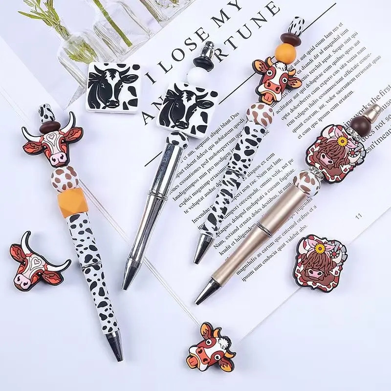 Y10115 Custom Cow Silicone Focal Bead For Pen Making