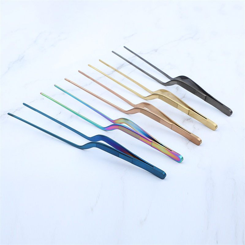 L084 Wholesale Stainless Steel Tweezers Western Cuisine Dish Placement Auxiliary Materials Landscaping Daily Use Auxiliary Tools