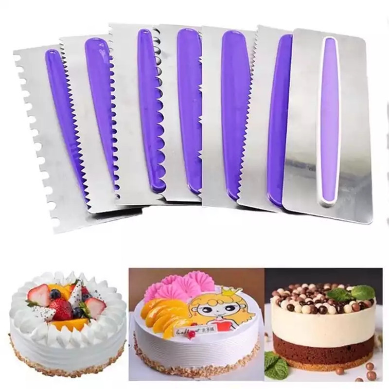 Y5956 Wholesale Stainless Steel Cake Cream Scraper Smoother Metal Cake Spatula Comb