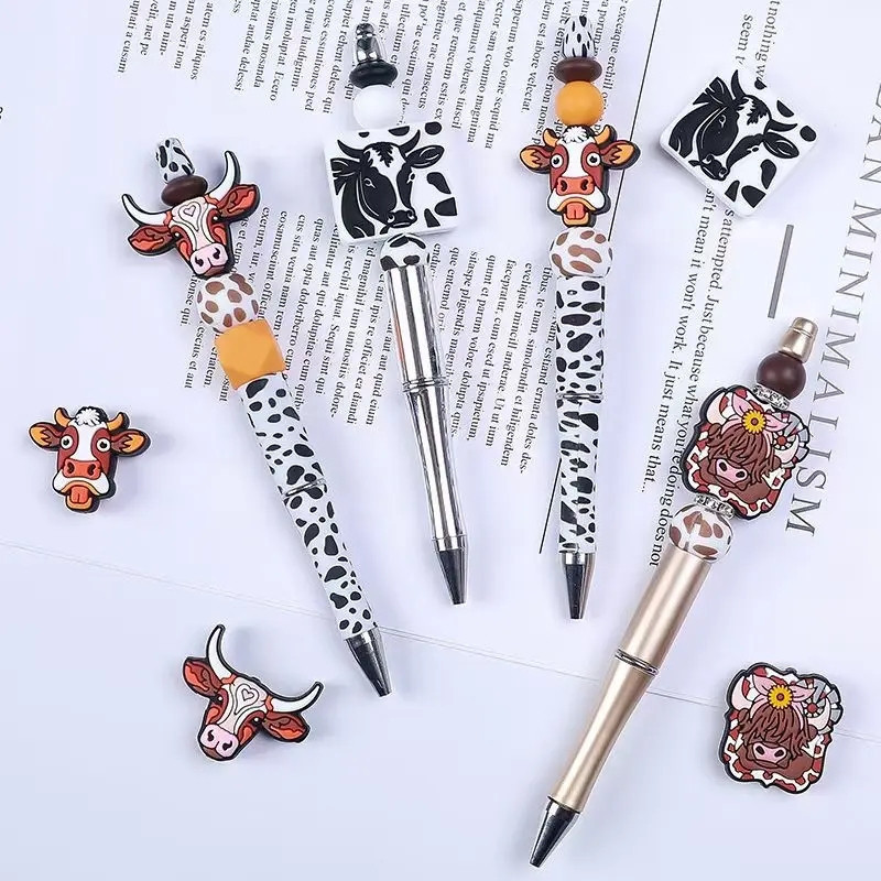 Y10115 Custom Cow Silicone Focal Bead For Pen Making