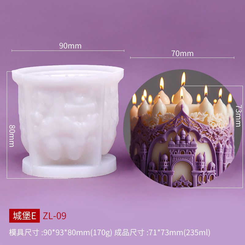 J170 Handmade Custom Luxury Castle Candle Silicone Mold 3D Aromatherapy Gypsum Silicone Candle Mold