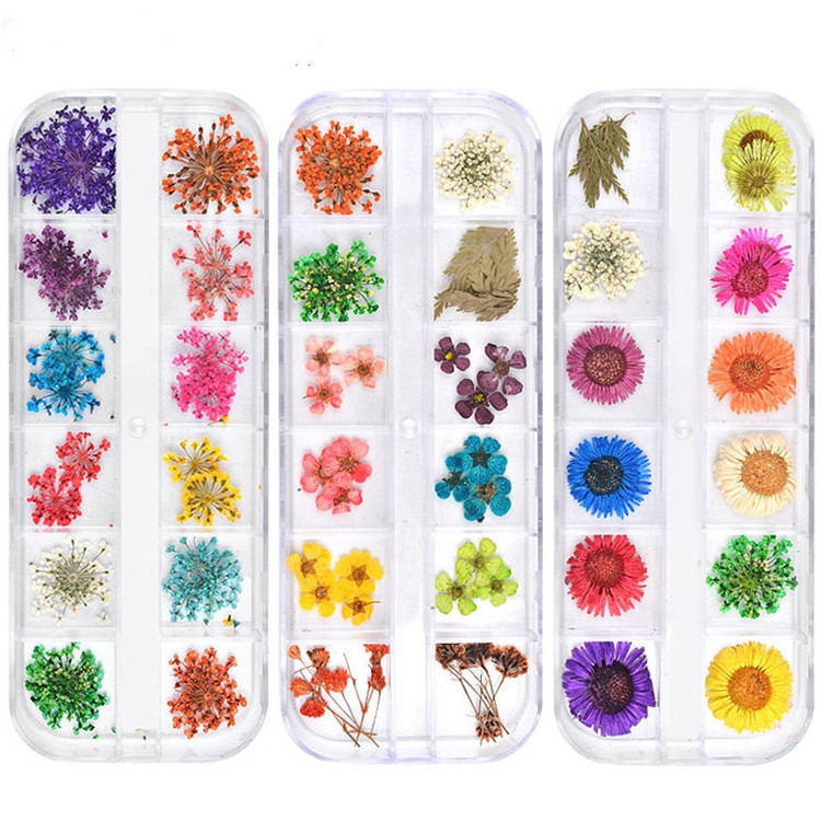 Y3816 Mix Dried Flowers Nail Decorations Jewelry Natural Floral Leaf Stickers 3D Nail Art Designs Polish Manicure