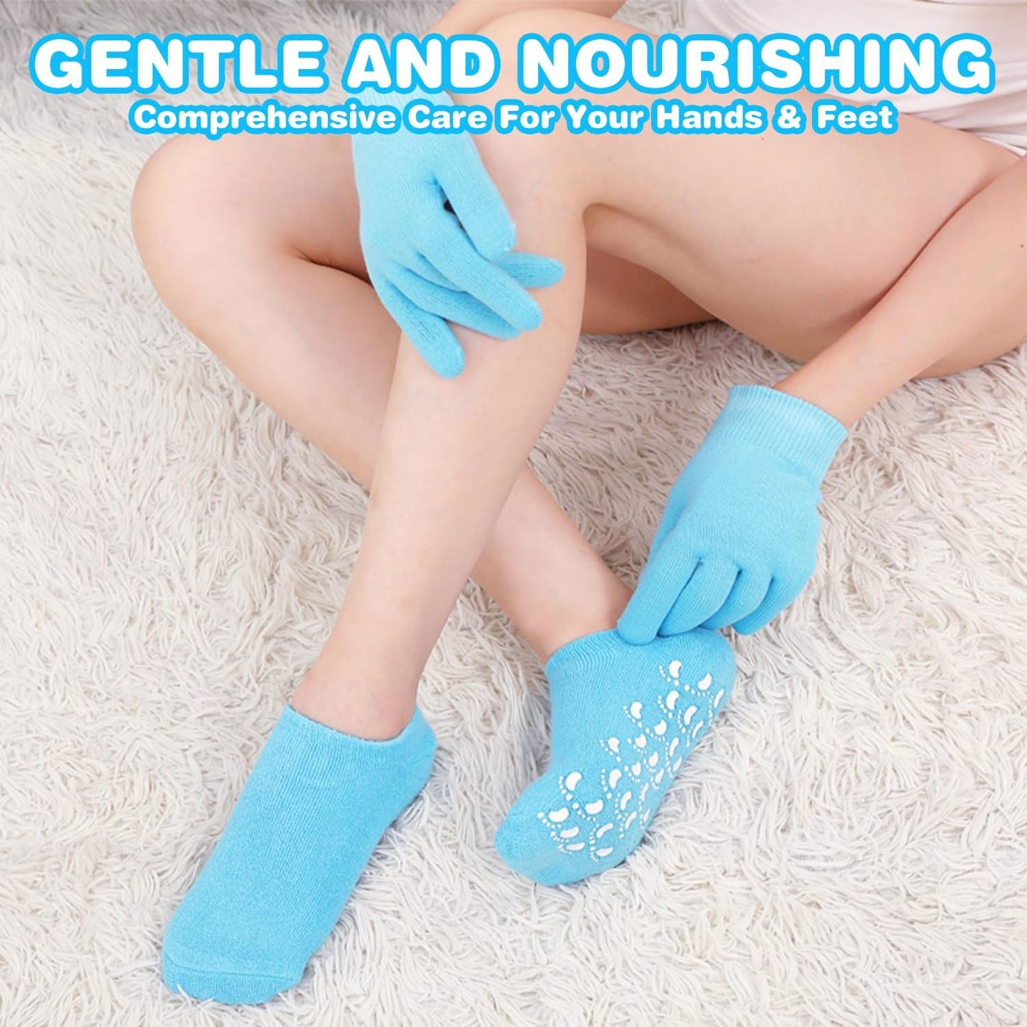 Oem Moisturizing Heel Silicone Socks Spa Gel Socks Silicone Cooling Gel Feet Care Socks with Gloves