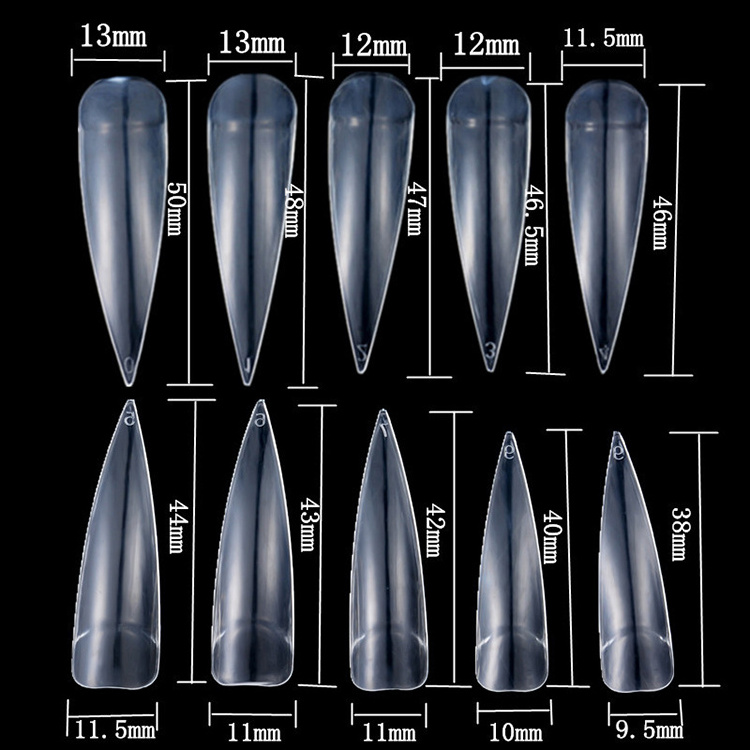 HOT Sale TOP Quality Nails Tips In Box Plastic Extra Long Stiletto Nail Tips Full Cover Nail Tips