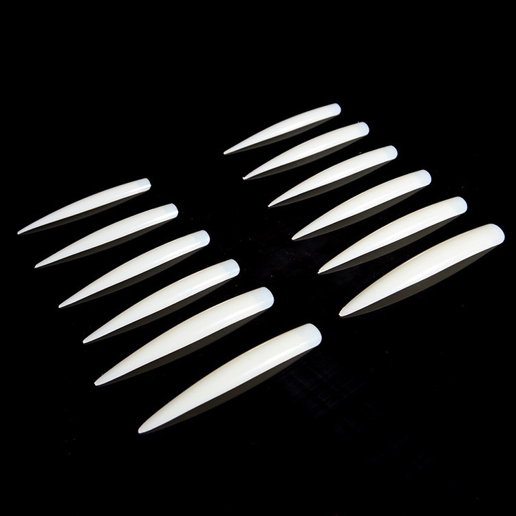 HOT Sale 12PCS High Quality Nails Tips in Box Plastic Full Cover Extra Long Stiletto Nail Tips Sharp Salon False Nail Tips