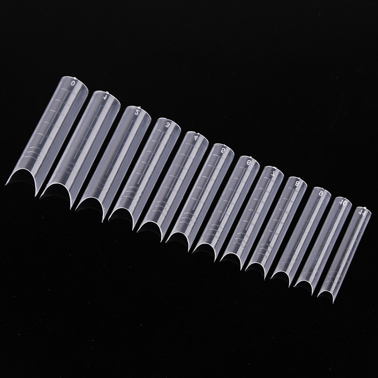 Square extra long 120 pcs/box acrylic nail tips U with scale artificial false xxxl curved c shape water pipe nail art tips