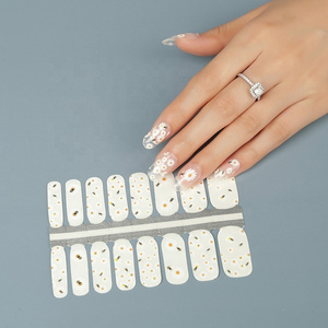 Korean girl decoration removable transparent flower daisy nail sticker eco friendly beautiful white little daisy nail stickers