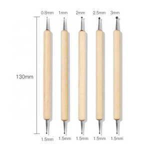 Beauty nail decoration tools pure wood dotting diamond pen women nail rhinestone picker crystal stainless steel wax dotting pen