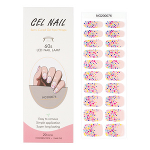 Hot Sell Semi Cured Wraps Long Lasting Gel Nail Stickers New Arrival Styles Nail Gel Wraps With Uv Lamp