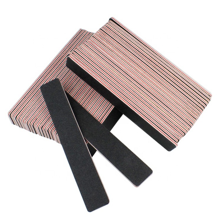 Hot Sale Low Moq Custom Retail Black Color 100/180 Nail Supplies File Square Shape Private Label Nail Files